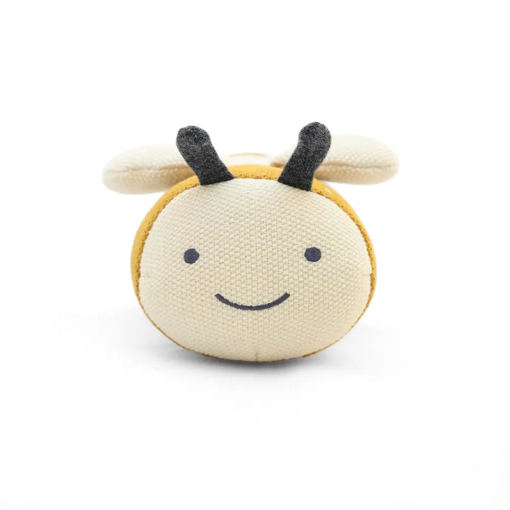 Pluchi Garden Heirloom Bee Cotton Knitted Stuffed Soft Toy - Mustard &amp; Natural