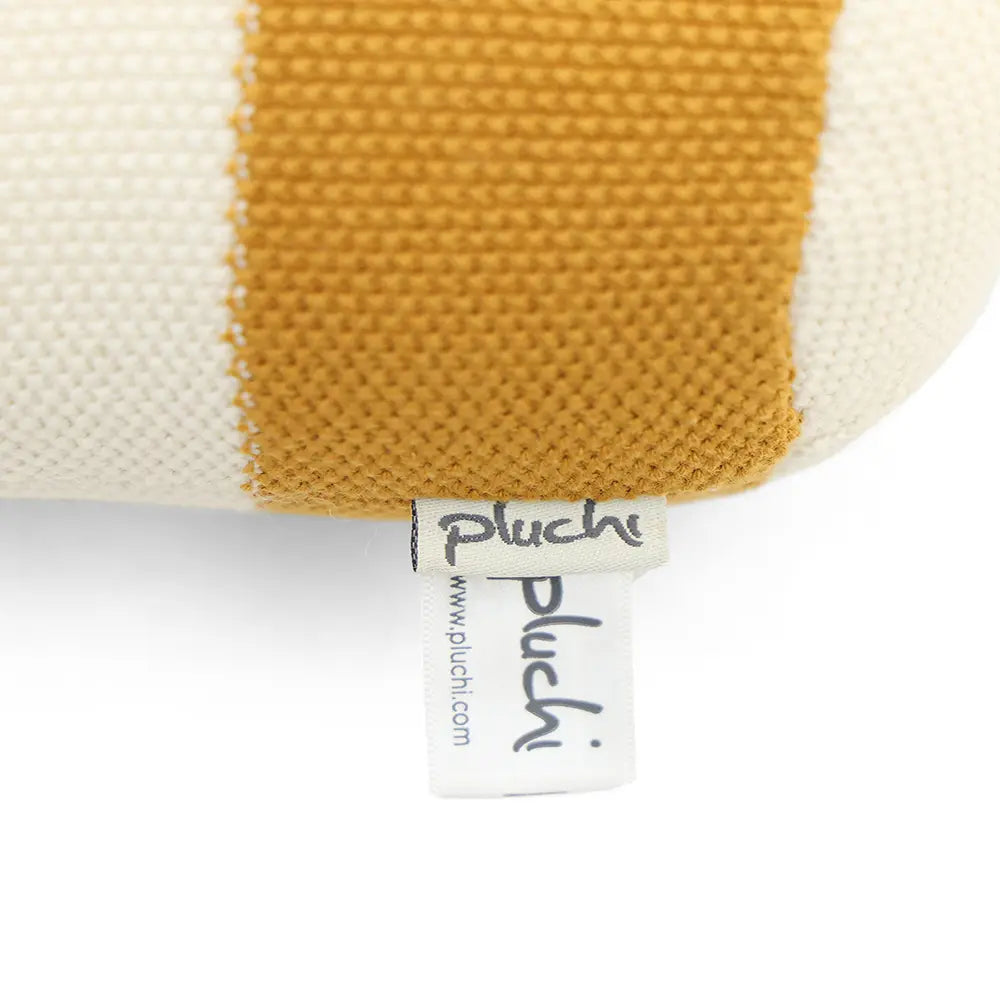 Pluchi Garden Heirloom Bee Cotton Knitted Stuffed Soft Toy - Mustard &amp; Natural