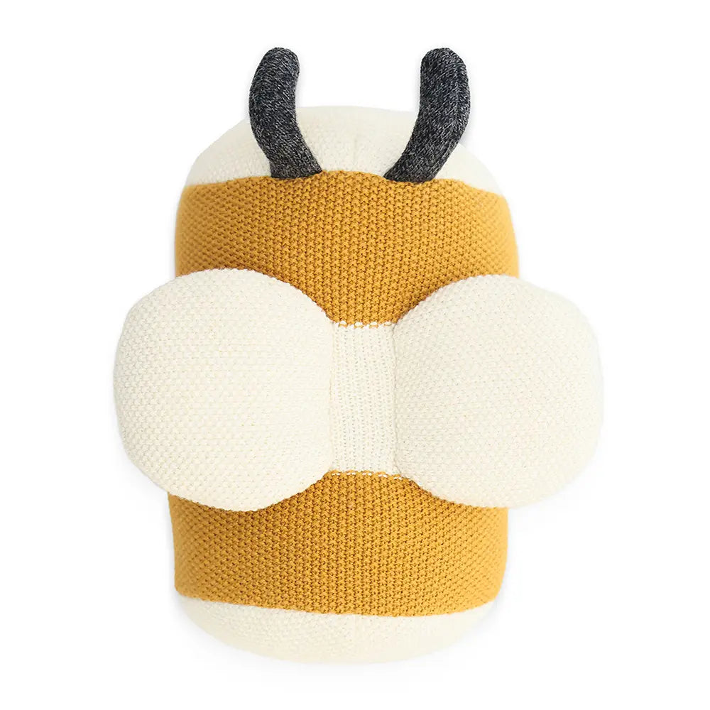 Pluchi Garden Heirloom Bee Cotton Knitted Stuffed Soft Toy - Mustard &amp; Natural