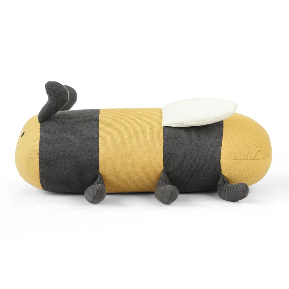 Pluchi Honey Bee Cotton Knitted Stuffed Soft Toy - Dark Grey &amp; Honey Gold