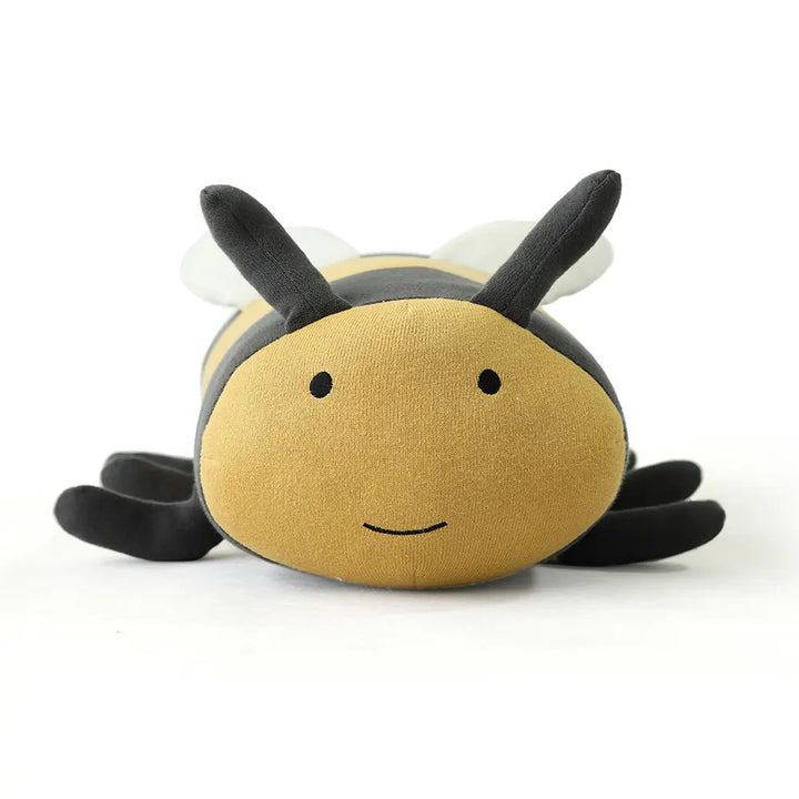 Pluchi Honey Bee Cotton Knitted Stuffed Soft Toy - Dark Grey &amp; Honey Gold