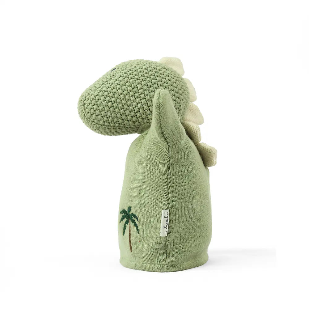 Pluchi Dino Hand Puppet Cotton Knitted Stuffed Soft Toy - Green