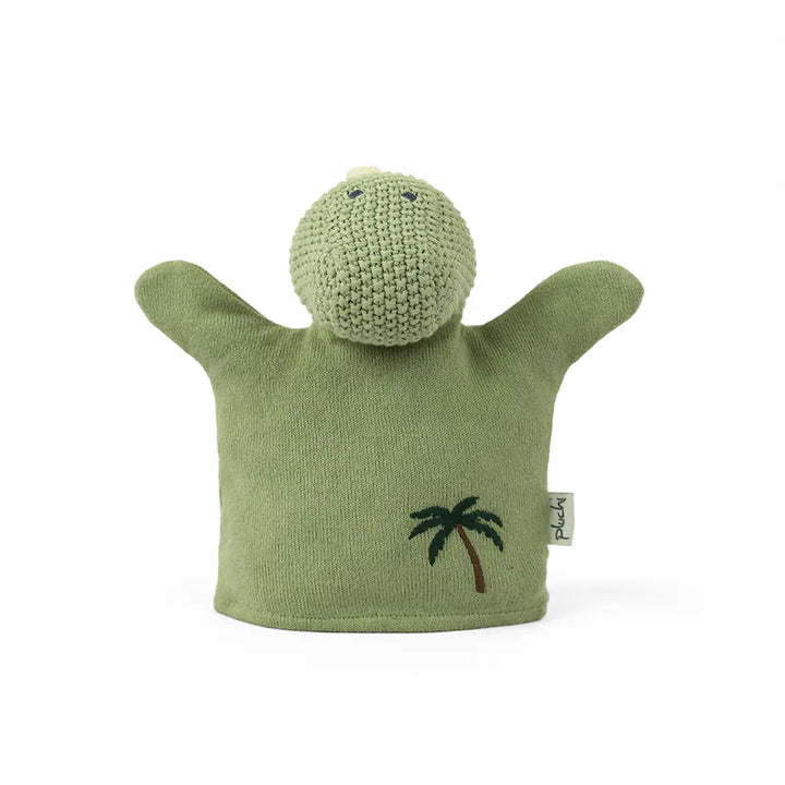 Pluchi Dino Hand Puppet Cotton Knitted Stuffed Soft Toy - Green