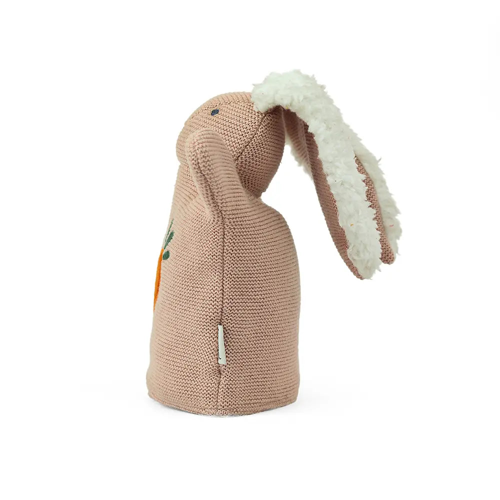 Pluchi Rabbit Hand Puppet Cotton Knitted Stuffed Soft Toy - Pale Pink