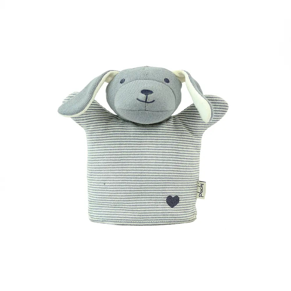 Pluchi Dog Hand Puppet Cotton Knitted Stuffed Soft Toy - Blue