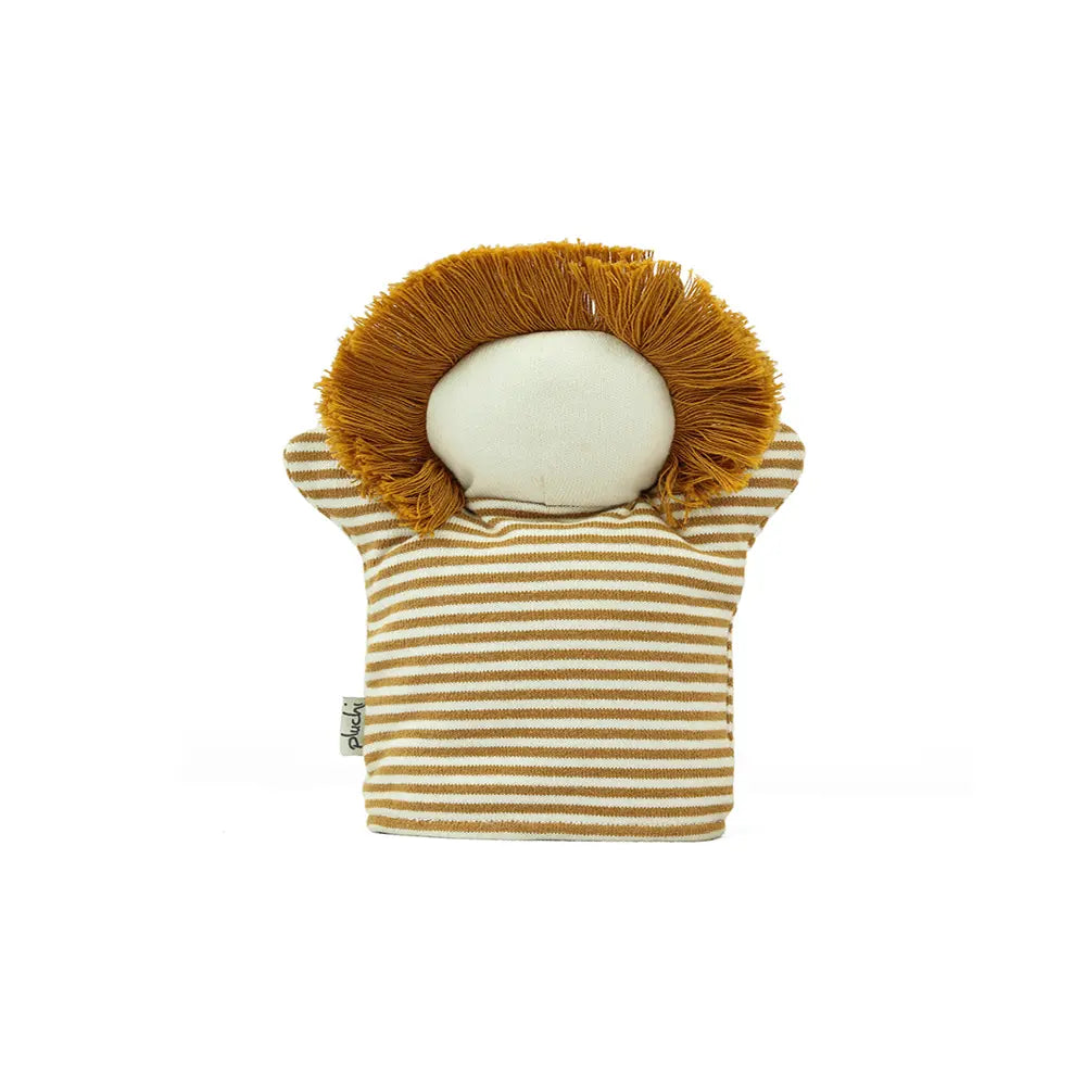 Pluchi Lion Hand Puppet Cotton Knitted Stuffed Soft Toy - Mustard