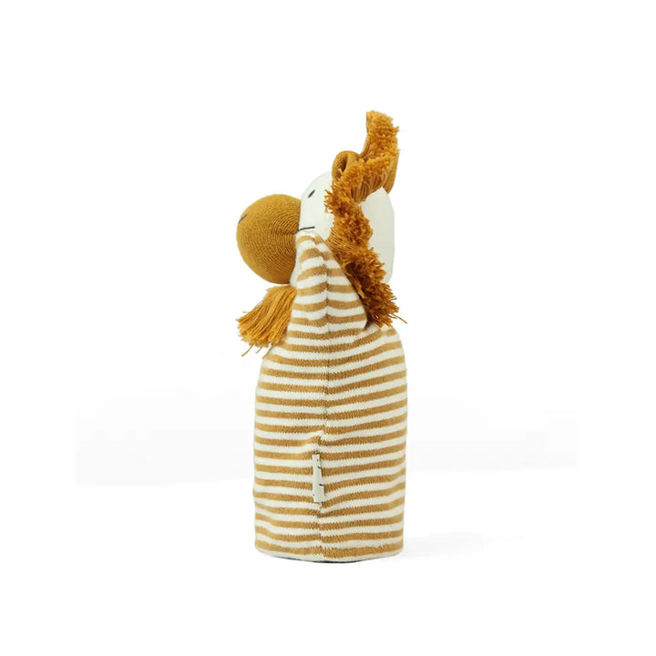 Pluchi Lion Hand Puppet Cotton Knitted Stuffed Soft Toy - Mustard