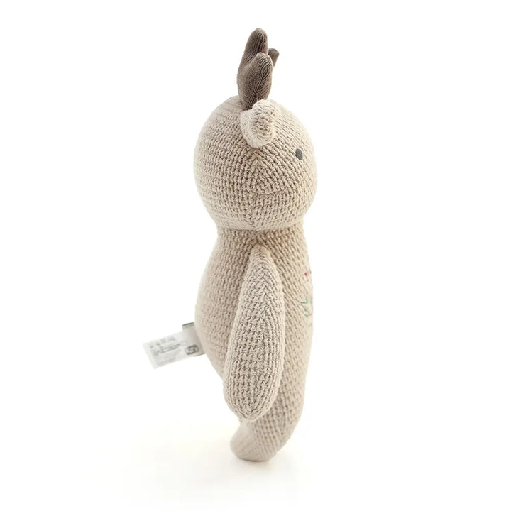 Pluchi Holly Blossom Reindeer Cotton Knitted Stuffed Soft Toy - Pale Whisper &amp; Mouse