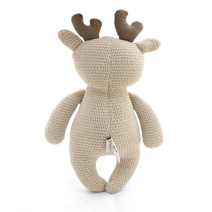 Pluchi Holly Blossom Reindeer Cotton Knitted Stuffed Soft Toy - Pale Whisper &amp; Mouse