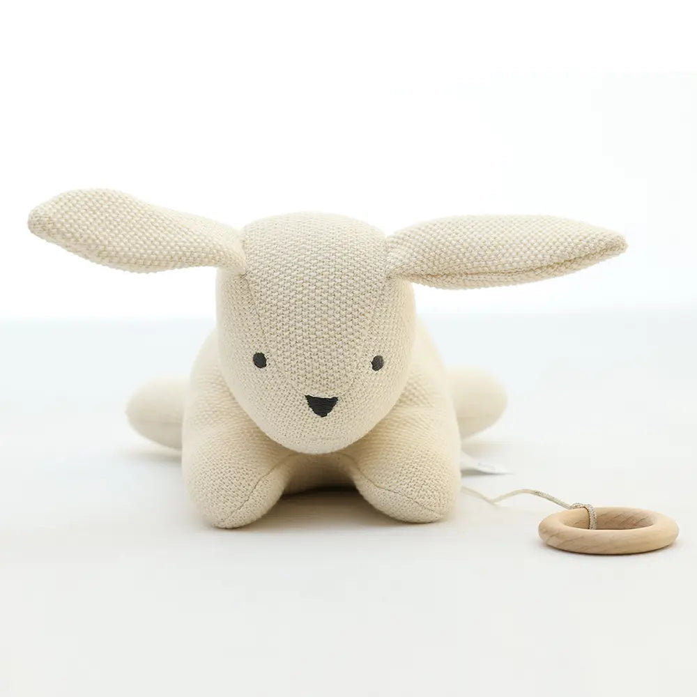 Pluchi Hush Bunny Music Cotton Knitted Stuffed Soft Toy - Natural