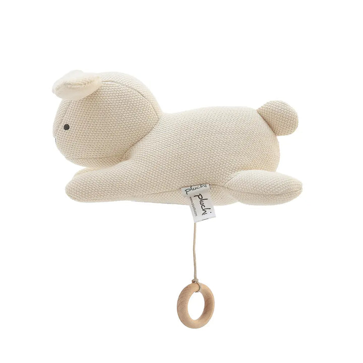 Pluchi Hush Bunny Music Cotton Knitted Stuffed Soft Toy - Natural