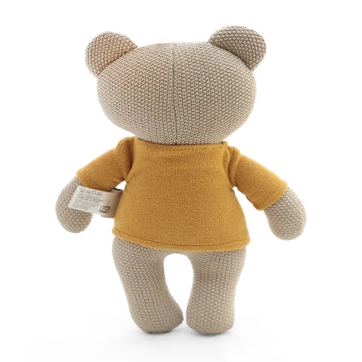 Pluchi Kensington Teddy Cotton Knitted Stuffed Soft Toy - Beige and Yellow