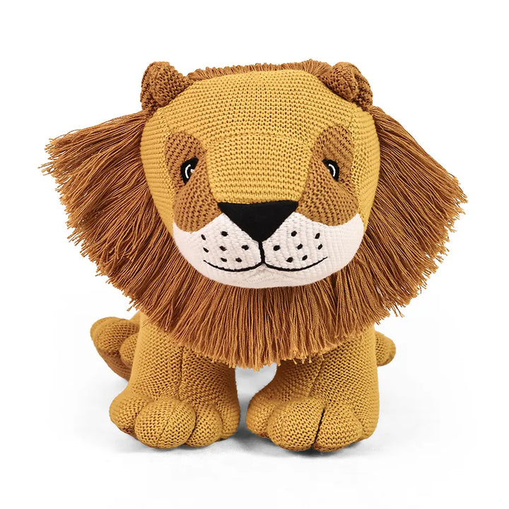 Pluchi Lion The King of Jungle Cotton Knitted Stuffed Soft Toy - Mustard &amp; Tuscansun