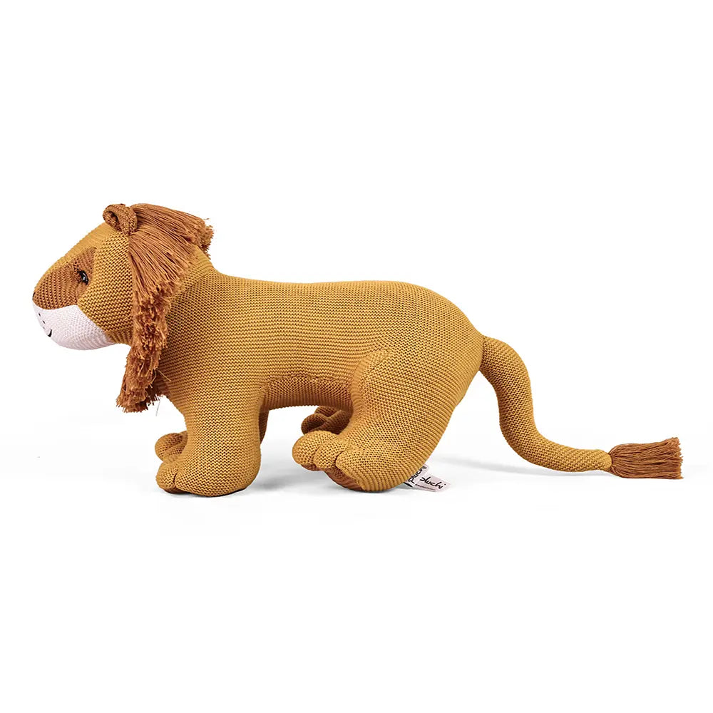 Pluchi Lion The King of Jungle Cotton Knitted Stuffed Soft Toy - Mustard &amp; Tuscansun
