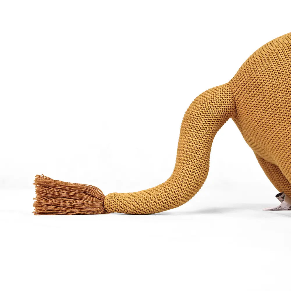 Pluchi Lion The King of Jungle Cotton Knitted Stuffed Soft Toy - Mustard &amp; Tuscansun