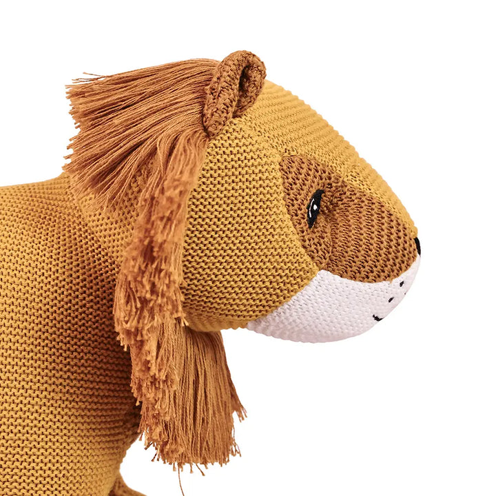 Pluchi Lion The King of Jungle Cotton Knitted Stuffed Soft Toy - Mustard &amp; Tuscansun