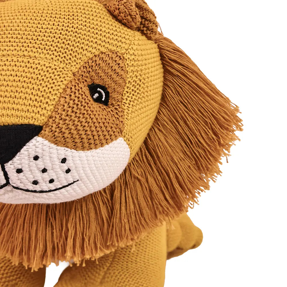 Pluchi Lion The King of Jungle Cotton Knitted Stuffed Soft Toy - Mustard &amp; Tuscansun