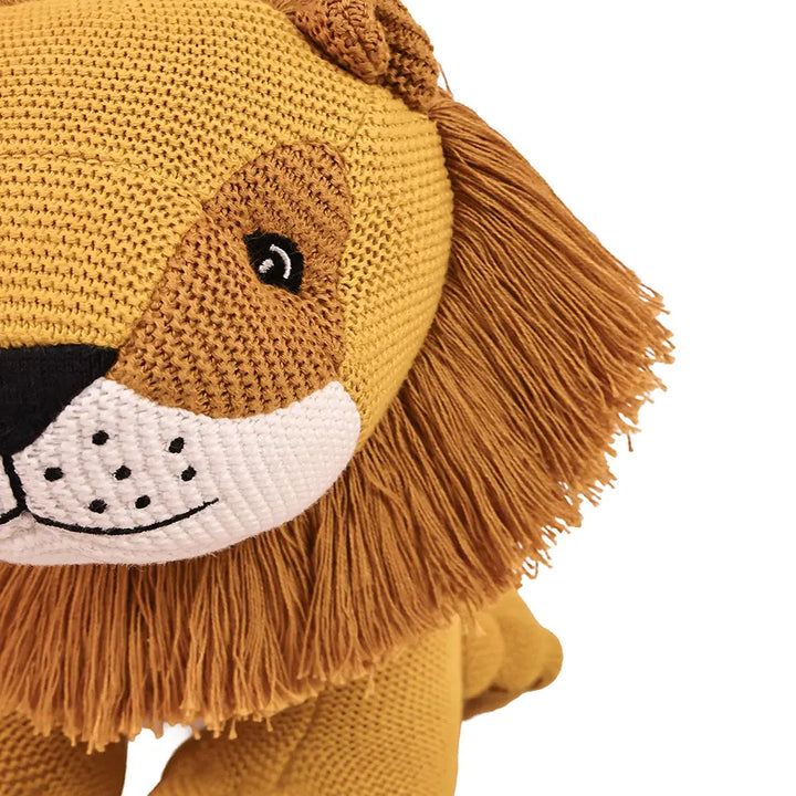 Pluchi Lion The King of Jungle Cotton Knitted Stuffed Soft Toy - Mustard &amp; Tuscansun