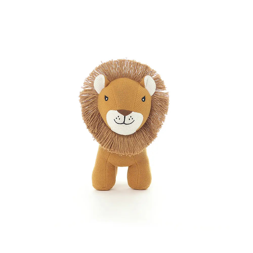 Pluchi Magnus Lion Cotton Knitted Stuffed Soft Toy - Mustard &amp; Wheat