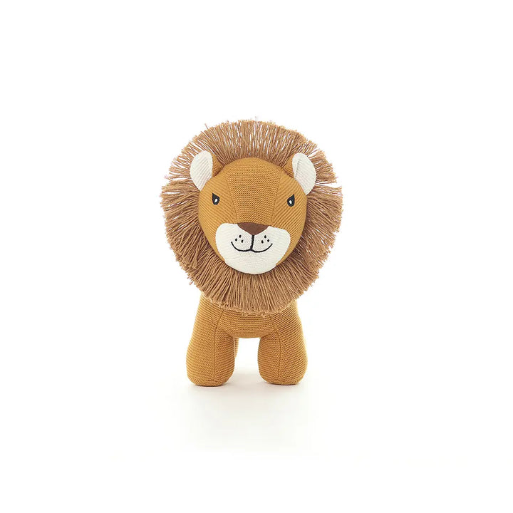 Pluchi Magnus Lion Cotton Knitted Stuffed Soft Toy - Mustard &amp; Wheat
