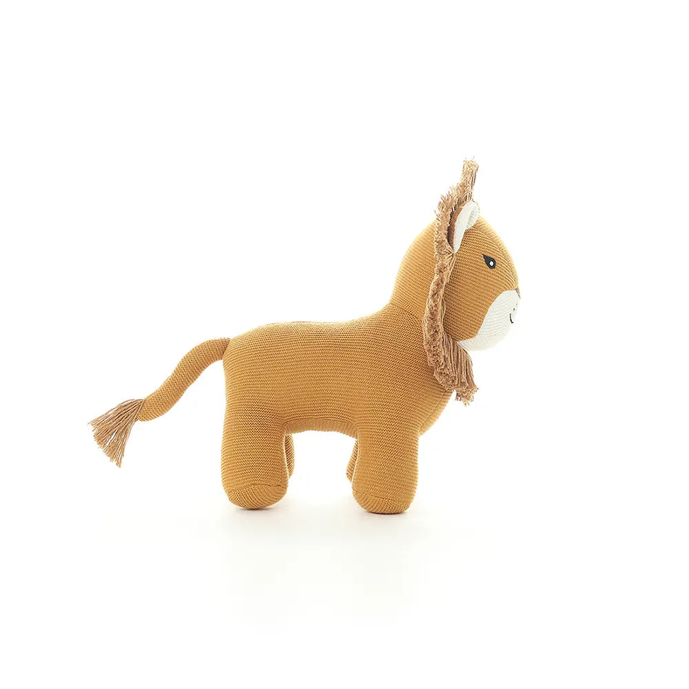 Pluchi Magnus Lion Cotton Knitted Stuffed Soft Toy - Mustard &amp; Wheat