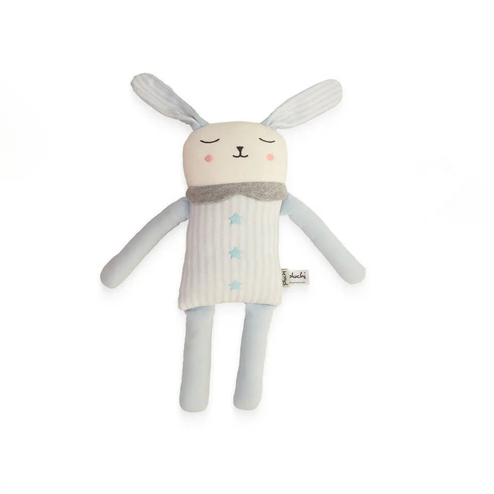 Pluchi Marcel Bunny Cotton Knitted Stuffed Soft Toys for Babies / Kids - Blue, Soft Grey Melange And Ivory