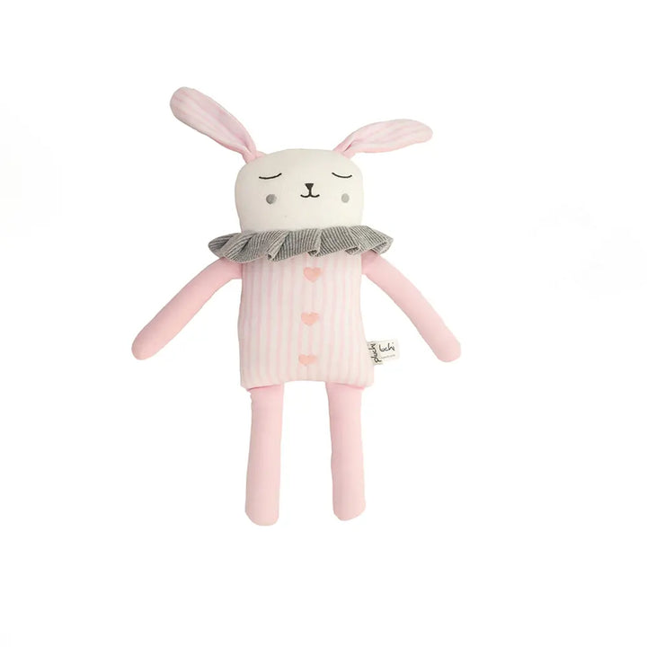Pluchi Marcelle Bunny Cotton Knitted Stuffed Soft Toys for Babies / Kids - Pink, Soft Grey Melange and Ivory
