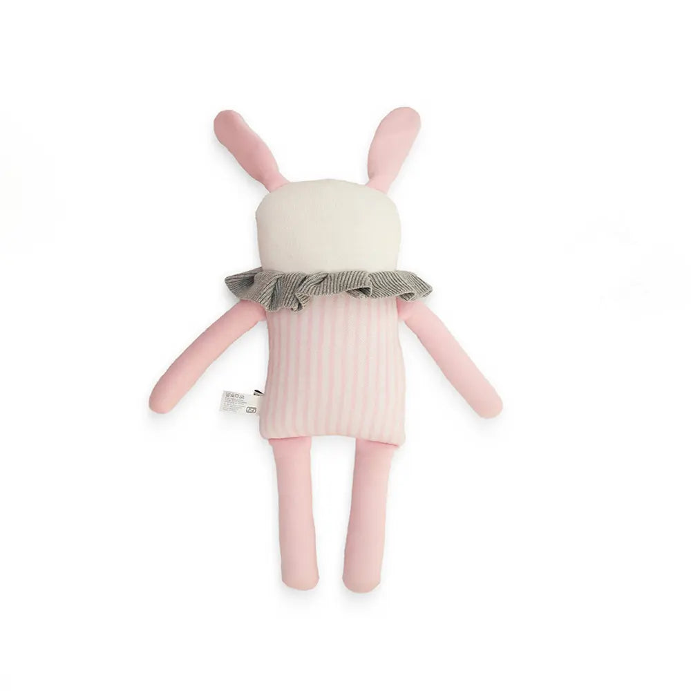 Pluchi Marcelle Bunny Cotton Knitted Stuffed Soft Toys for Babies / Kids - Pink, Soft Grey Melange and Ivory