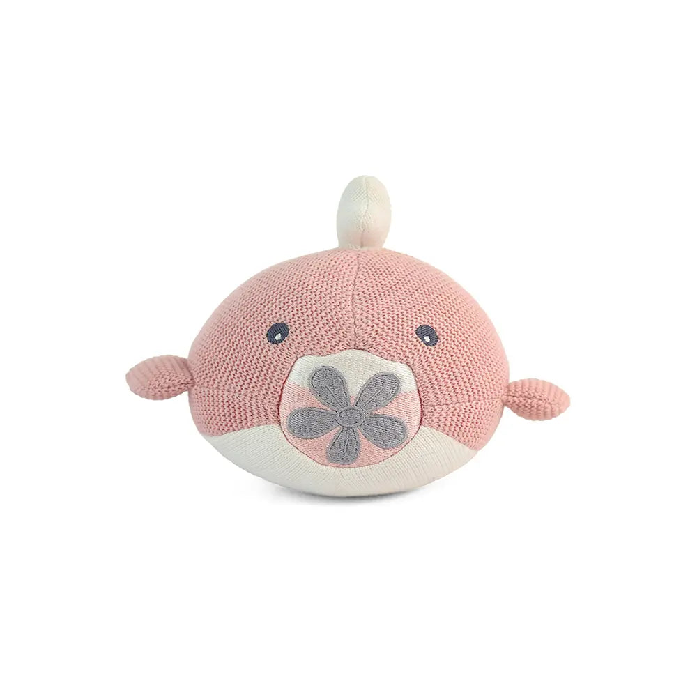Pluchi Marlow Fish Cotton Knitted Stuffed Soft Toy for Babies &amp; Kids - Pink &amp; Natural