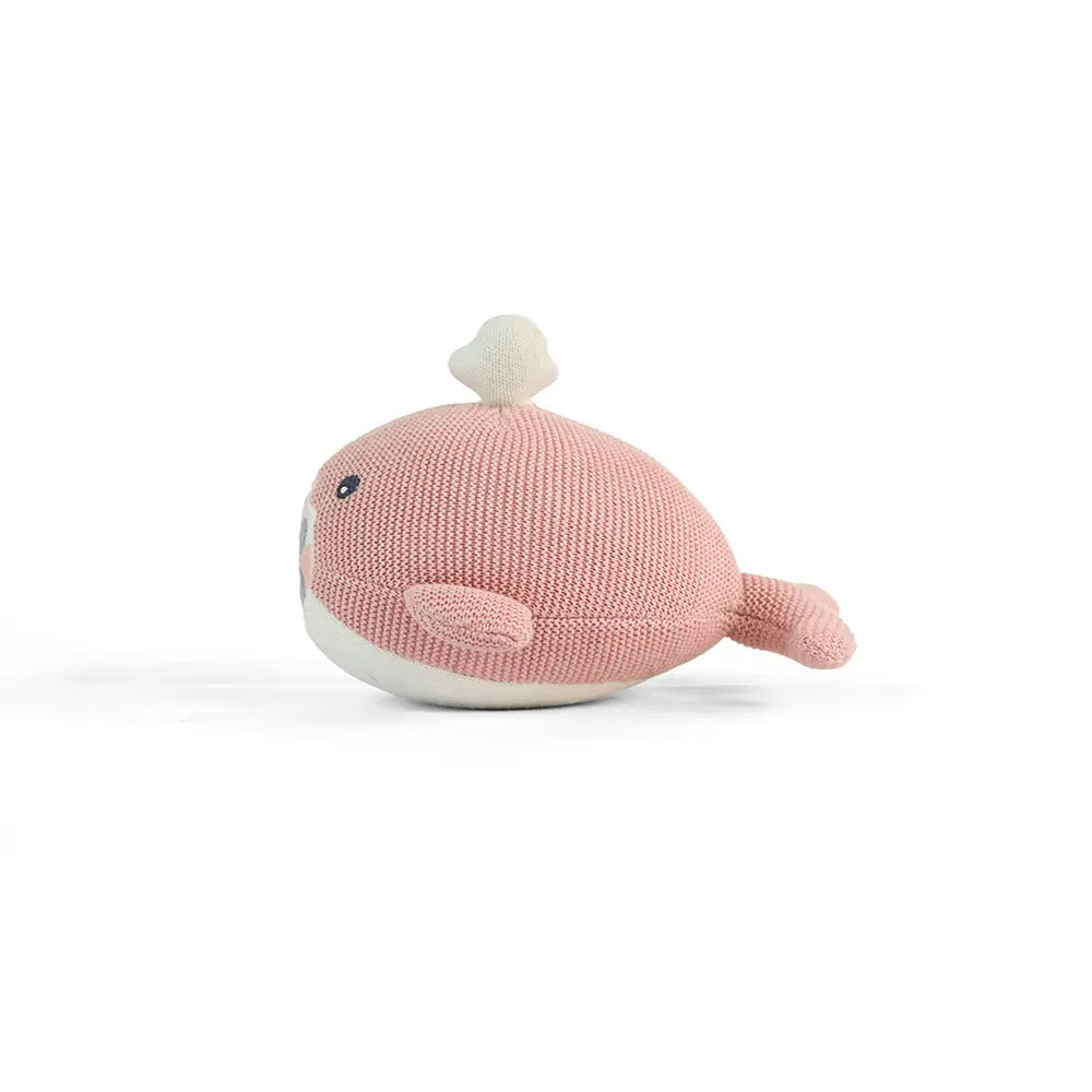 Pluchi Marlow Fish Cotton Knitted Stuffed Soft Toy for Babies &amp; Kids - Pink &amp; Natural