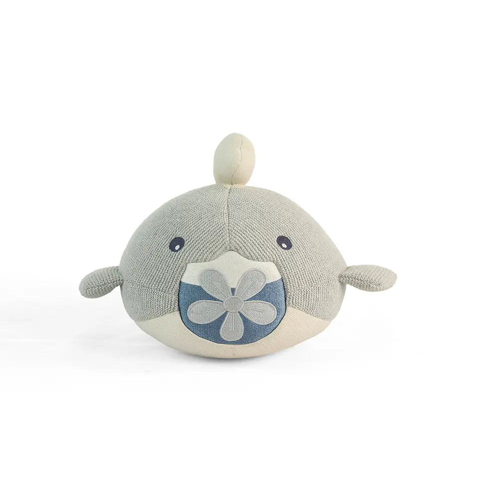 Pluchi Marlow Fish Cotton Knitted Stuffed Soft Toy for Babies &amp; Kids - Grey &amp; Natural