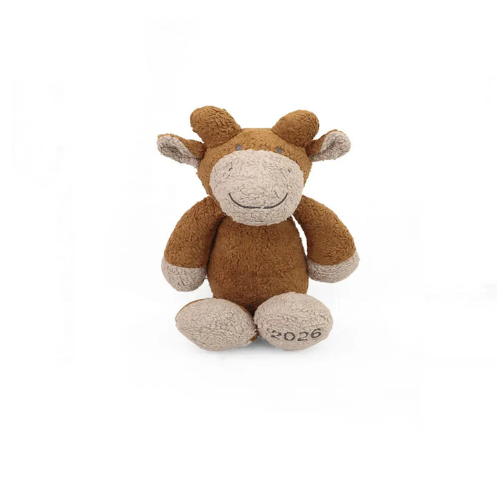 Pluchi Molly The Giraffe Cotton Knitted Stuffed Soft Toy - Pale Whisper &amp; Honey Gold