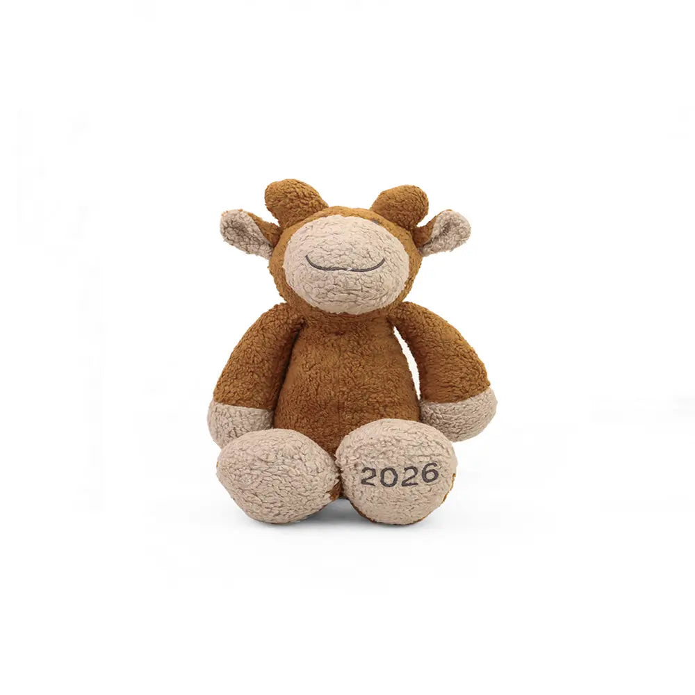 Pluchi Molly The Giraffe Cotton Knitted Stuffed Soft Toy - Pale Whisper &amp; Honey Gold