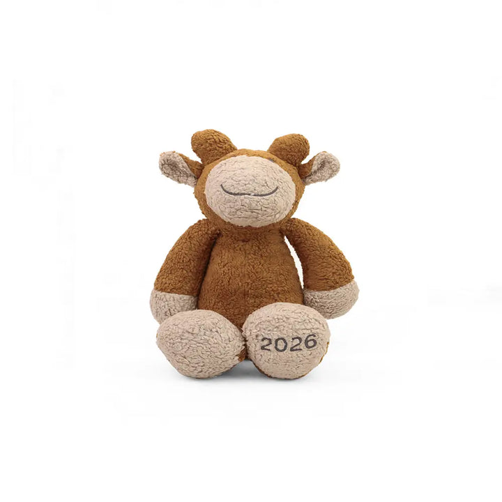 Pluchi Molly The Giraffe Cotton Knitted Stuffed Soft Toy - Pale Whisper &amp; Honey Gold
