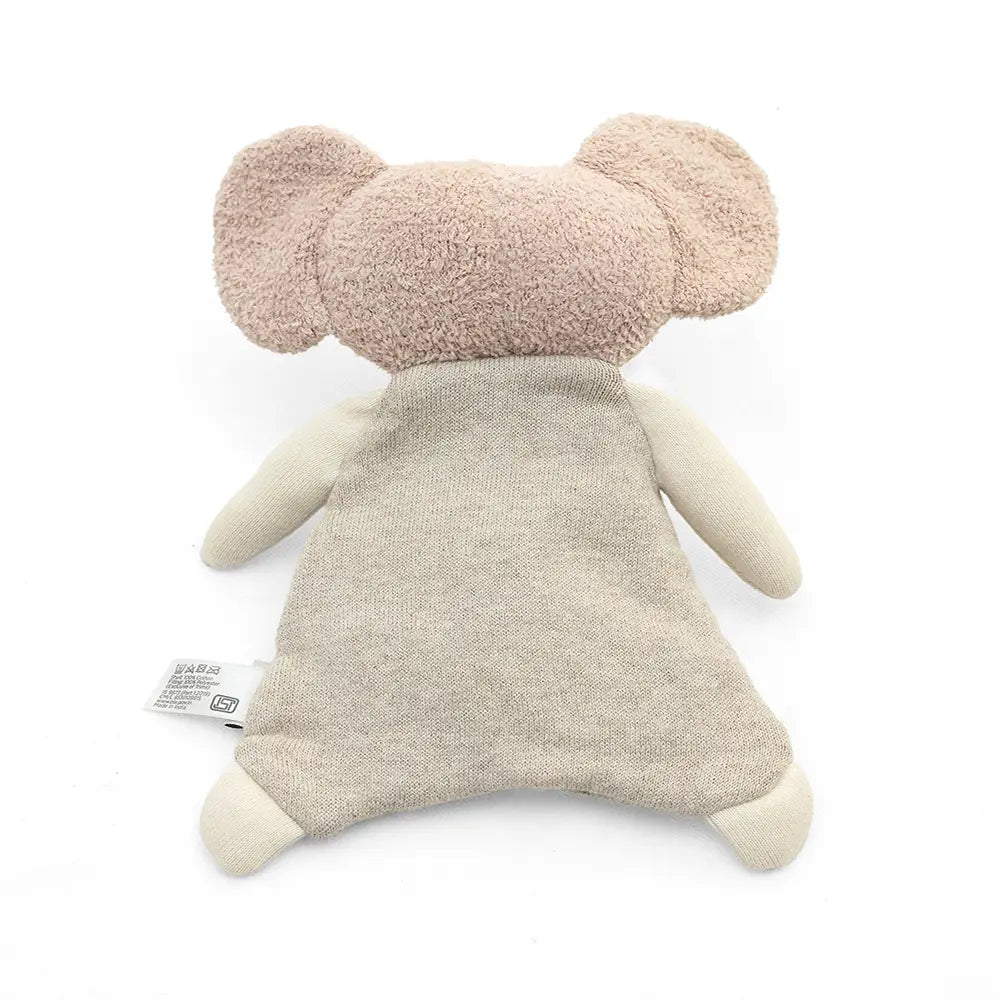 Pluchi Snuggle &amp; Crinkle Ele - Cuddle Cotton Knitted Stuffed Soft Toy - Green, Natural and Light Beige Melange