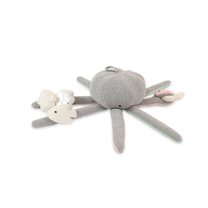 Pluchi Rattle &amp; Wiggle Octopus SensoryÂ ToyÂ Cotton Knitted Stuffed Soft Toy - Grey