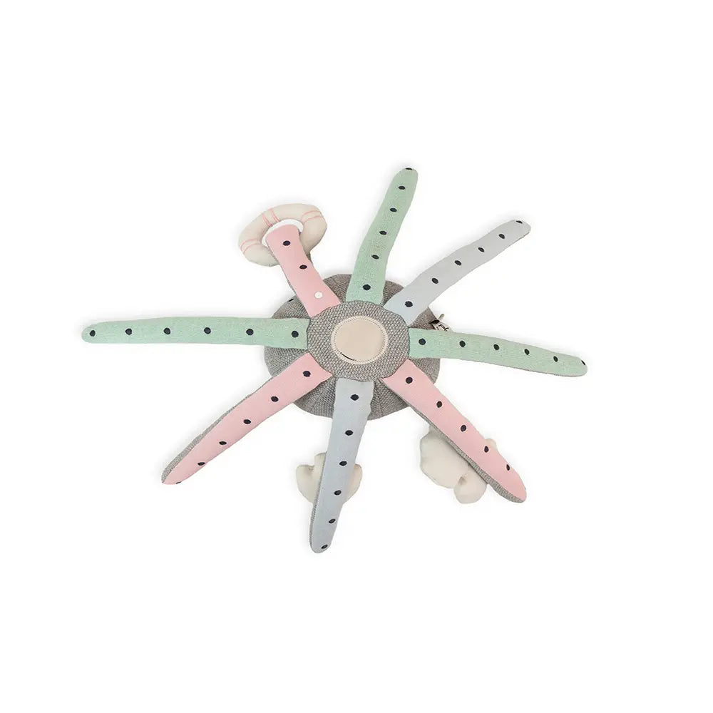 Pluchi Rattle &amp; Wiggle Octopus SensoryÂ ToyÂ Cotton Knitted Stuffed Soft Toy - Grey