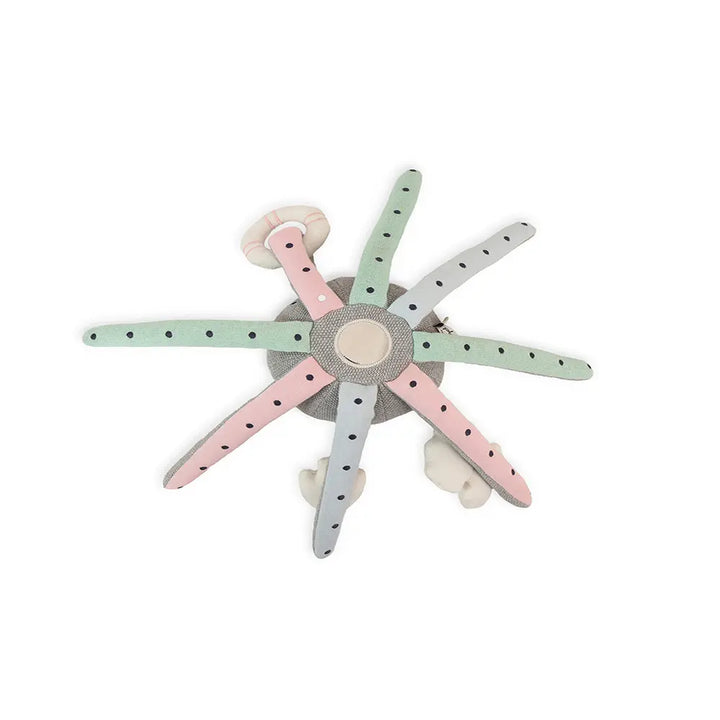 Pluchi Rattle &amp; Wiggle Octopus SensoryÂ ToyÂ Cotton Knitted Stuffed Soft Toy - Grey
