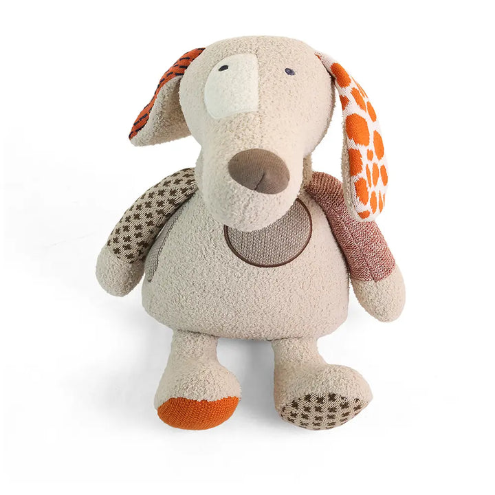 Pluchi Orla Dog Patchwork Friends Cotton Knitted Stuffed Soft Toy for Babies &amp; Kids - Multi Color