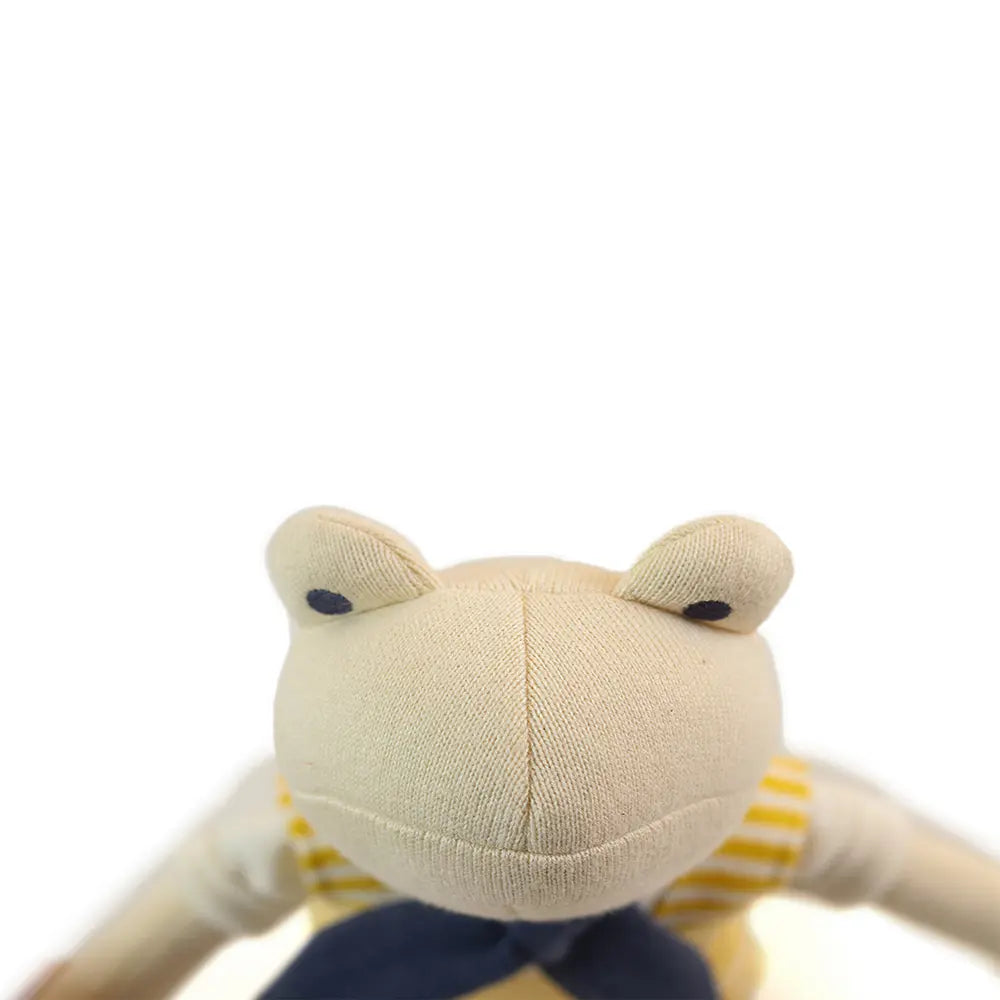 Pluchi Puddles The Toad Cotton Knitted Stuffed Soft Toy for Babies &amp; Kids - Natural &amp; Medium Yellow