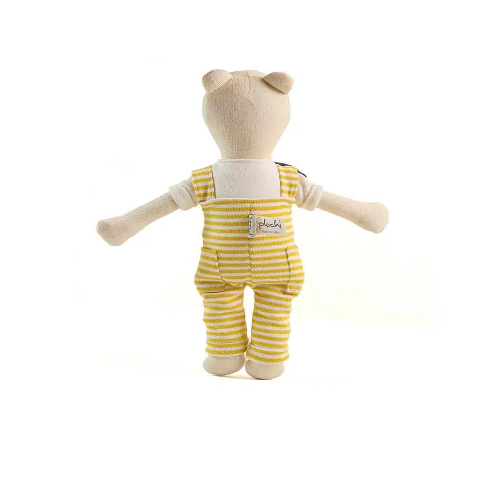 Pluchi Puddles The Toad Cotton Knitted Stuffed Soft Toy for Babies &amp; Kids - Natural &amp; Medium Yellow