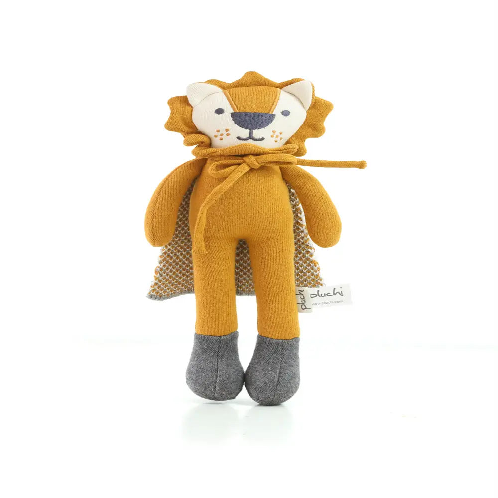 Pluchi Petit Lapin Longue Bunny Cotton Knitted Stuffed Soft Toy - Mustard, Natural &amp; Grey