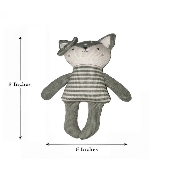 Pluchi Pip Foxy Cotton Knitted Stuffed Soft Toy - Grey
