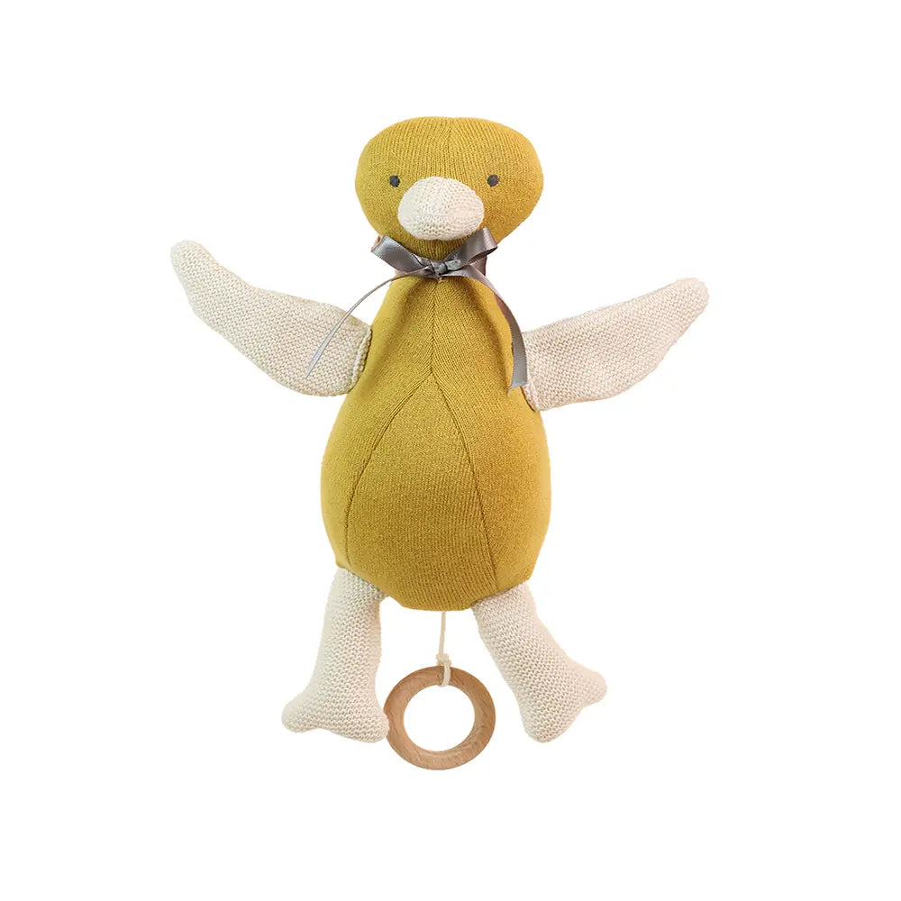 Pluchi Quacky Tunes Duck Cotton Knitted Stuffed MusicÂ Soft Toy - Cornsilk &amp; Natural