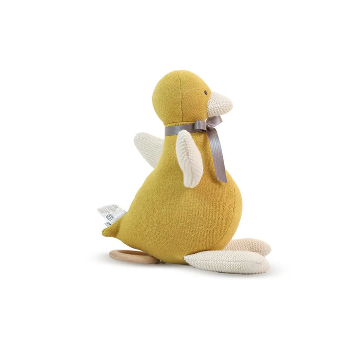 Pluchi Quacky Tunes Duck Cotton Knitted Stuffed MusicÂ Soft Toy - Cornsilk &amp; Natural