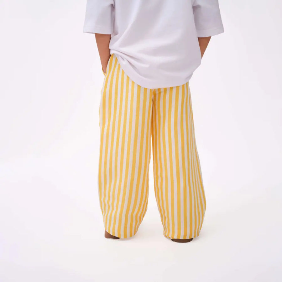 Krawl Kids Striped Pants - Yellow & White