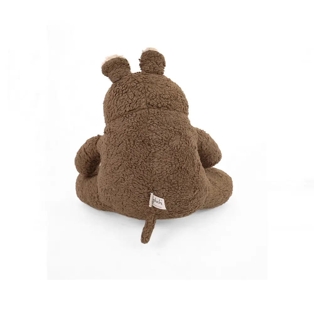Pluchi Smoothie The Hippo Cotton Knitted Stuffed Soft Toy - Khaki &amp; Natural