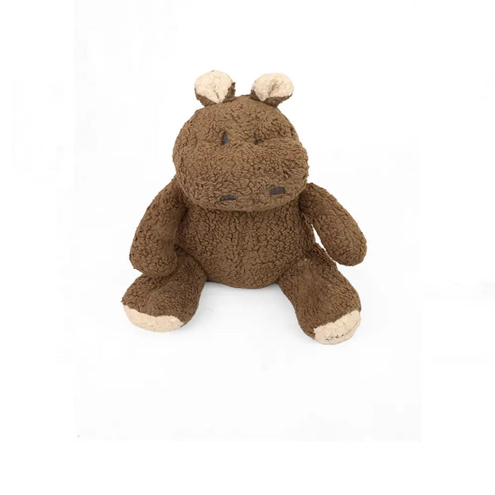 Pluchi Smoothie The Hippo Cotton Knitted Stuffed Soft Toy - Khaki &amp; Natural