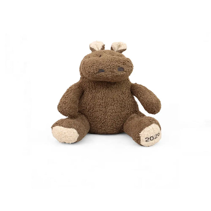 Pluchi Smoothie The Hippo Cotton Knitted Stuffed Soft Toy - Khaki &amp; Natural