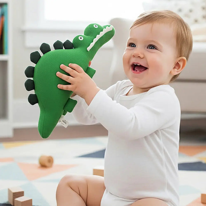 Pluchi Snapper Cotton Knitted Stuffed Soft Toy - Hot Green, Charcoal &amp; Felt
